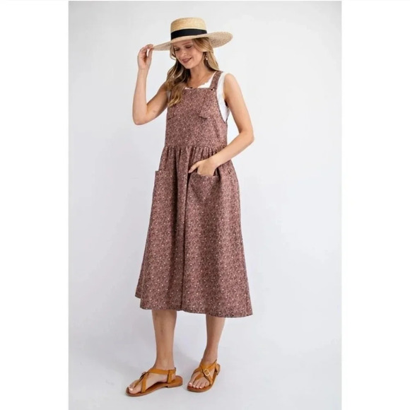 New! Easel Floral Cotton Jumper Dress - Picture 4 of 7